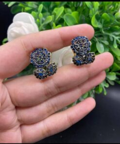 Royal Blue Stone Gold Plated Stud Earrings