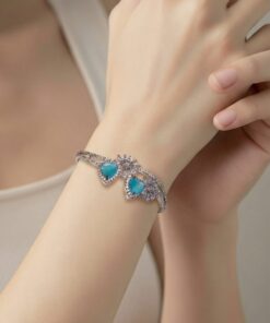 Luxury Silver Doublet Stone Hand Cuff – Statement Bracelet for Bridal & Party