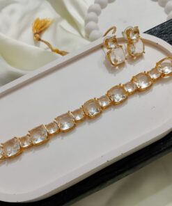 💛 Golden Doublet Stone Pendant Set - ammara jewels