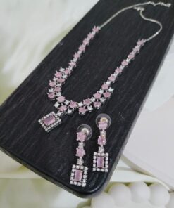💖 Pink Crystal Stone Pendant Set - ammara jewels