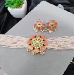 Elegant Link Golden Choker Necklace set -ammara jewels