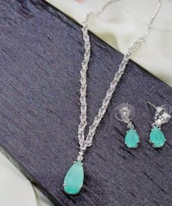 Trendy & Stylish Necklace SetSet with mint green stone - ammara jewels