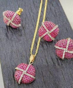 Elegant Gold Plated Jarao Pendant & Necklace Set - ammara Jewels