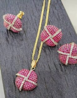 Elegant Gold Plated Jarao Pendant & Necklace Set – ammara Jewels