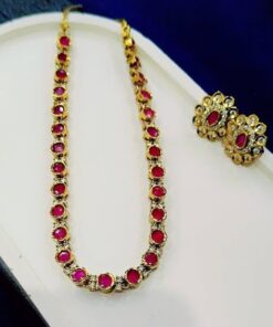 Elegant South Indian Set with Red Stones