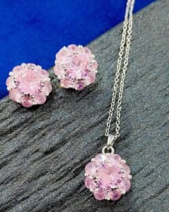 Premium Quality Pendant Set with Pink Stone