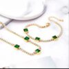 Elegant Stainless Steel Bracelet with Green Stone