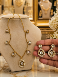 Moissanite Stone Chain & Earrings Set – Premium Jewelry Set