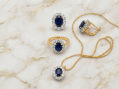 Diamond Cut Zircon Locket Set | 22K Gold Polish
