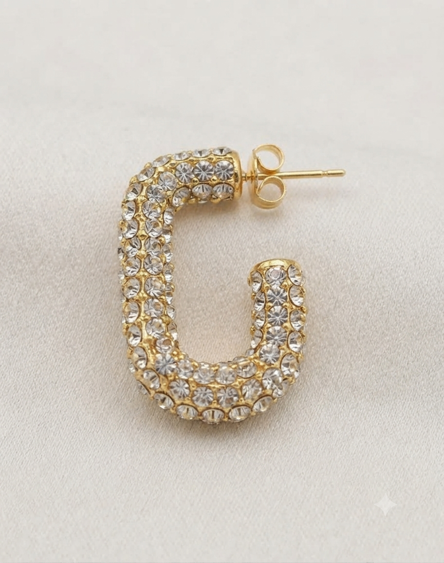 Stainless Steel Crystal U Hoop Balian – Stylish & Elegant Earrings
