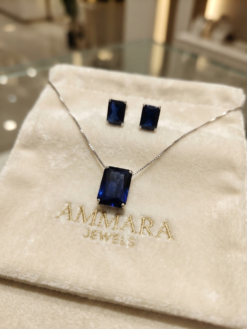 925 Sterling Silver Blue Pendant Set