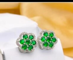 1 Carat Green Crystal Stone Studs