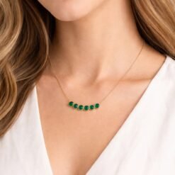 Stainless Steel Green Stone Chain