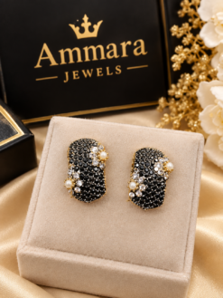 Gold Plated Black Stone Studs