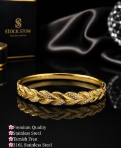 Stainless Steel Braided Leaf Handcuff Bracelet