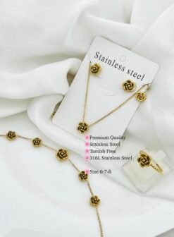 Stainless Steel Pendant, Bracelet & Matching Ring Set