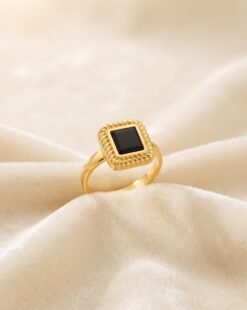 Square Stone Ring – Adjustable - Ammara Jewels