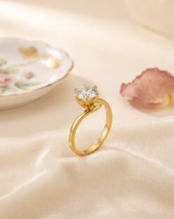 Round Crystal Solitaire Ring – Size 18 - Ammara Jewels