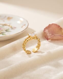 Square Crystal Beaded Ring – Adjustable - Ammara Jewels