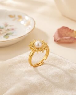 Sunburst Pearl Ring – Adjustable - Ammara Jewels
