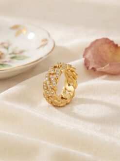 Cuban Link Crystal Ring – Size 6 - Ammara Jewels