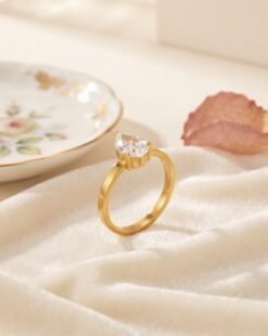 Golden Teardrop Crystal Ring – Size 18 - Ammara Jewels