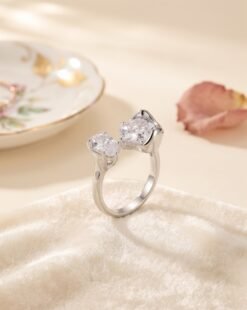 Twin Solitaire Crystal Ring – Adjustable - Ammara Jewels