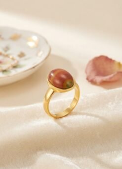 Striped Agate Cabochon Ring – Size 18 - Ammara Jewels