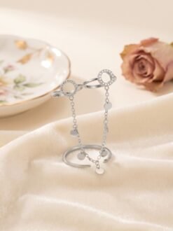 Crystal Circle Chain Ring – Adjustable - Ammara Jewels