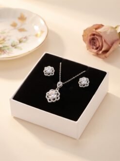 Crystal Flower Pendant Set - Ammara Jewels