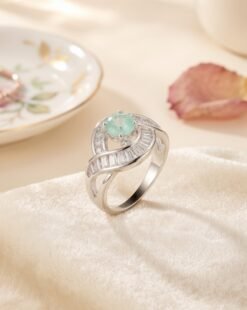 Mint Wave Crystal Ring – Adjustable - Ammara Jewels