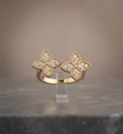 Twin Flower Crystal Ring – Adjustable - Ammara Jewels