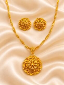 Gold Polish Pendant Set with Earrings - Ammara Jewels