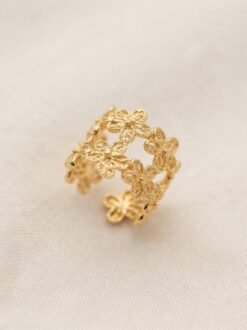 Golden Floral Filigree Ring – Adjustable - Ammara Jewels