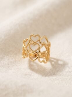 Golden Heart Lattice Ring – Adjustable - Ammara Jewels