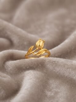 Golden Tulip Flower Ring – Adjustable - Ammara Jewels