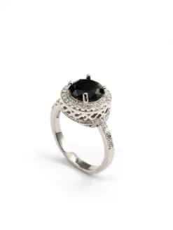 Black Stone China Polish Ring – Adjustable - Ammara Jewels