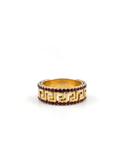 Gold Plated Red Stone Band Ring - Ammara Jewels