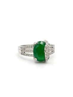 Green Stone China Polish Ring – Adjustable - Ammara Jewels