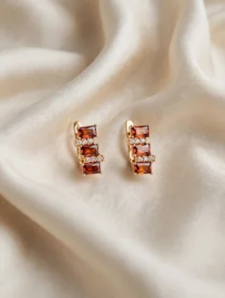 Xuping Red Stone Bar Earrings - Ammara Jewels