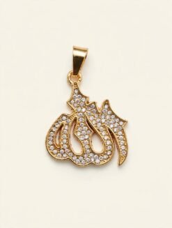 Stainless Steel Allah Name Pendant – Gold Plated Zircon Locket | Ammara Jewels